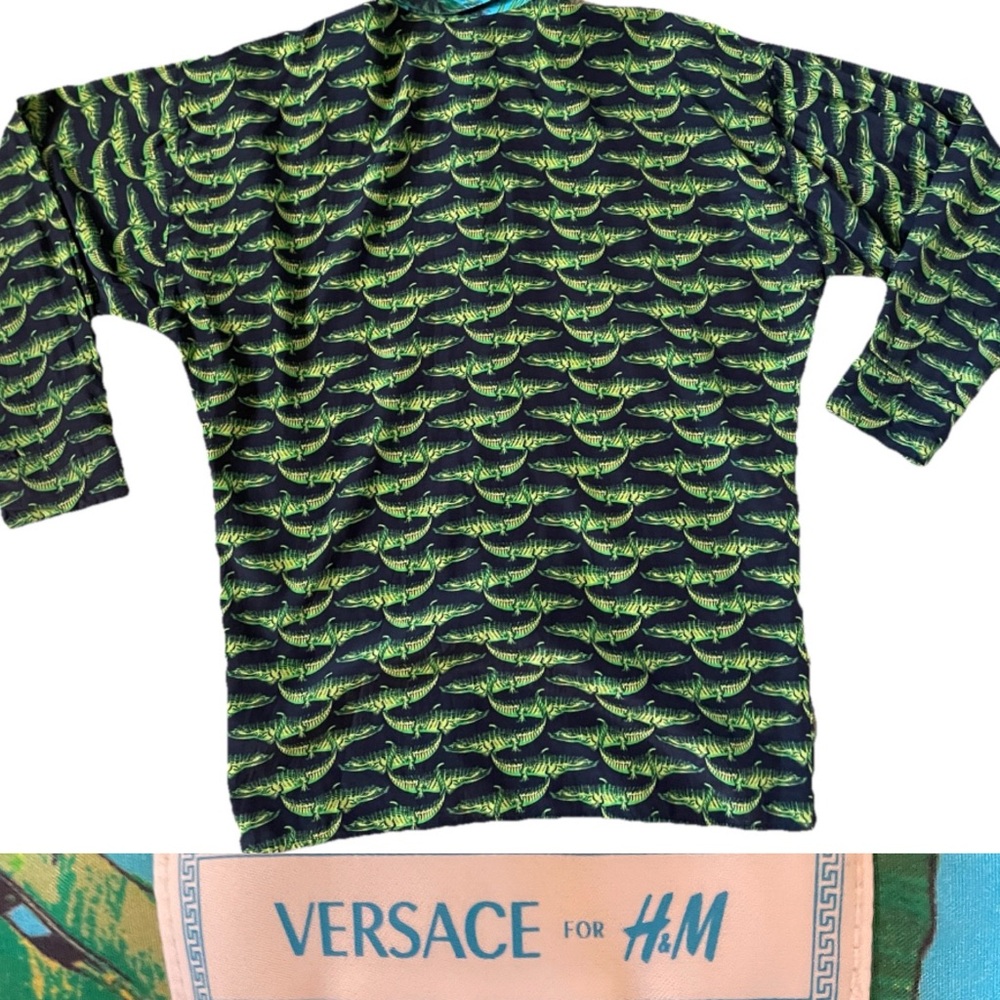 VERSACE  for H&M 2011 Collectible MIAMI Tropical Status Print SHIRT Medium EUC - Picture 5 of 16